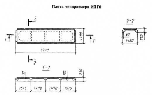 Плиты покрытий ребристые 2ПГ6 5АIIIвт